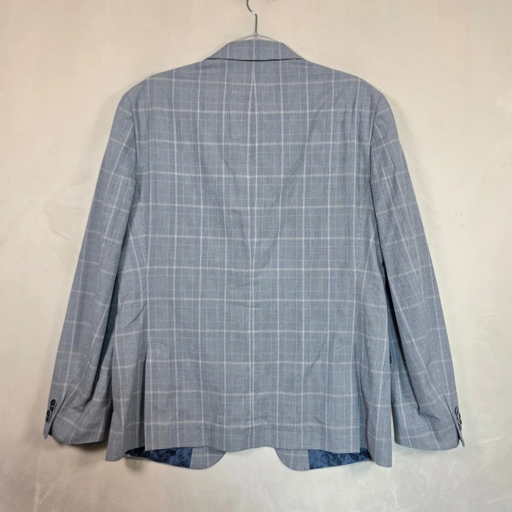 Michael Kors Blazer Men's 40R Blue Plaid Sport Coat Preppy Business Stretch
